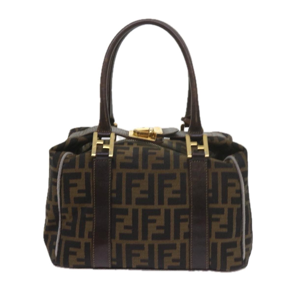 Luxury FendiZucca Canvas Hand Bag Black Brownbs10443