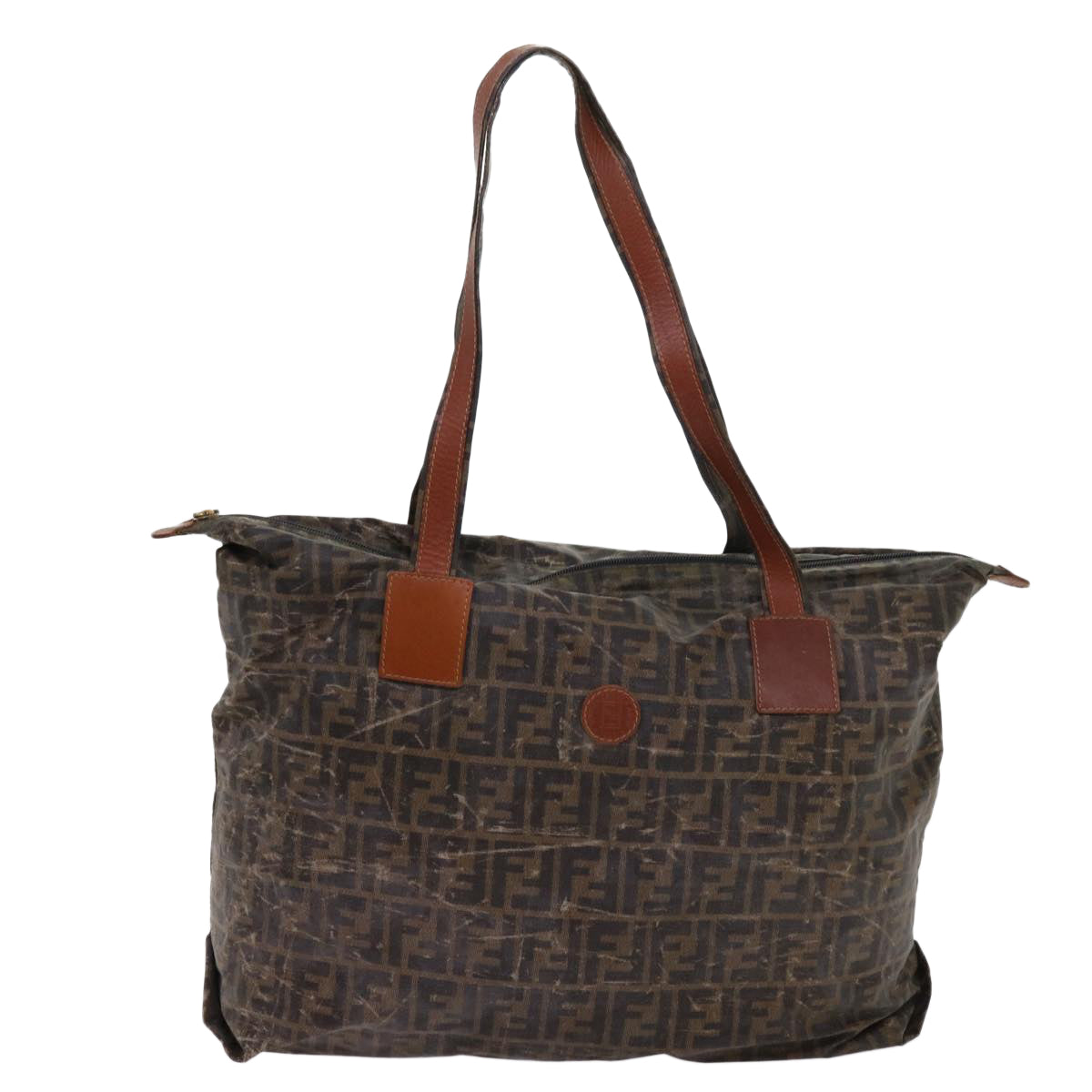Luxury FendiZucca Canvas Shoulder Bag Coated Canvas 2Set Brown Blackbs10493