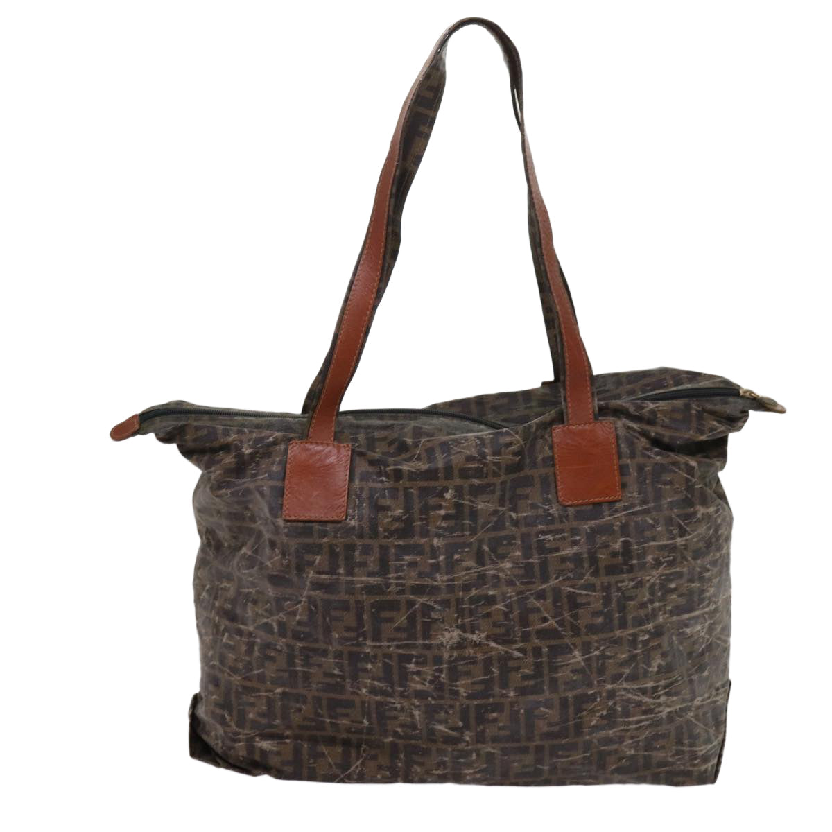 Luxury FendiZucca Canvas Shoulder Bag Coated Canvas 2Set Brown Blackbs10493