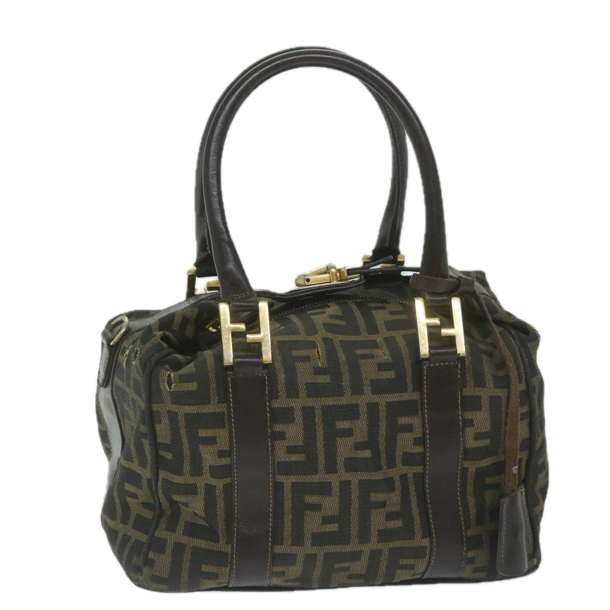 Luxury FendiZucca Canvas Hand Bag Black Brownbs10526