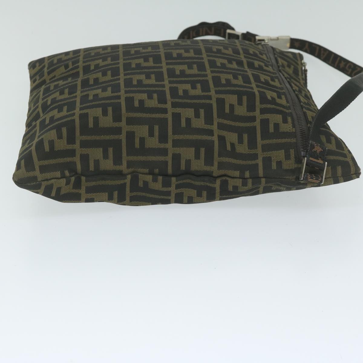 Luxury FendiZucca Canvas Shoulder Bag Black Brown 2119 26715 008bs10539