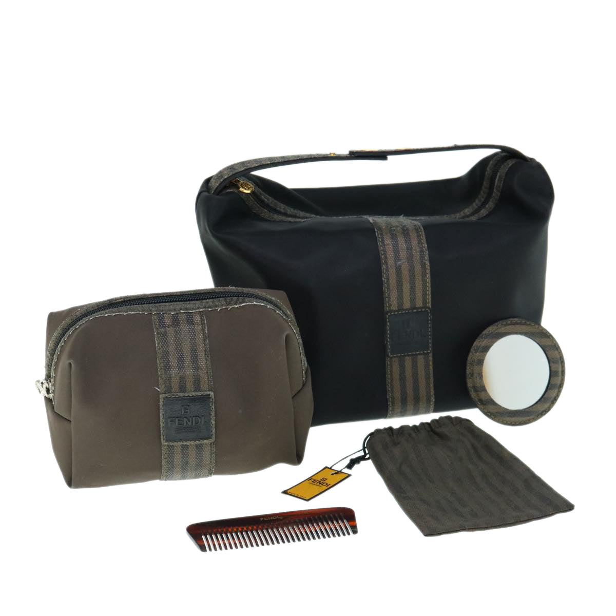 Luxury FendiPouch Pecan Canvas PVC 2Set Black Brownbs10625
