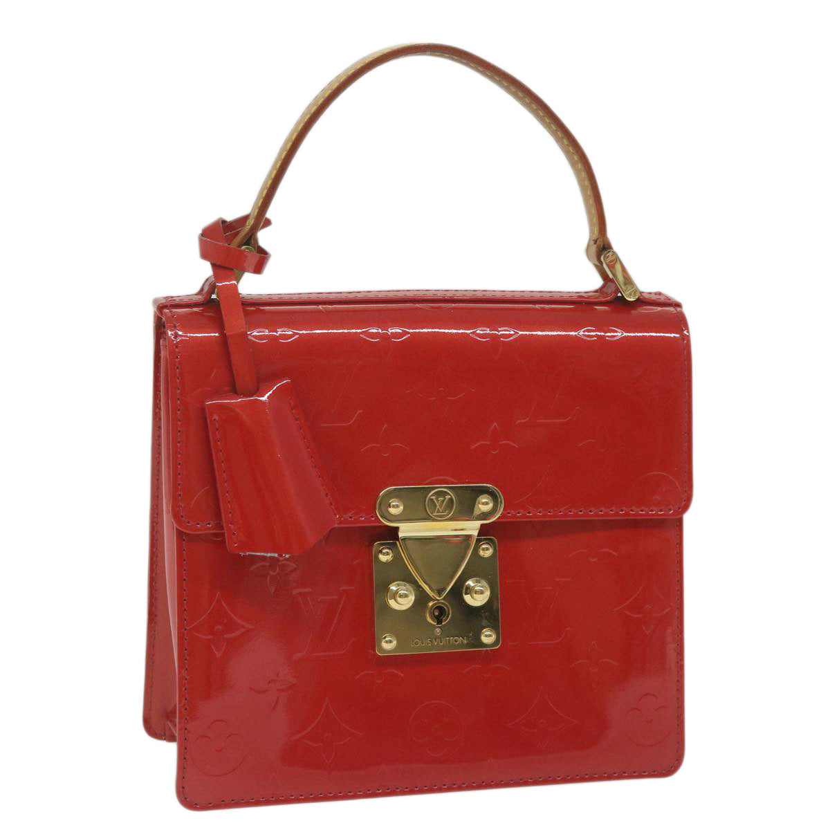 LOUIS VUITTON Monogram Vernis Spring Street Hand Bag Red M91135 LV bs10871