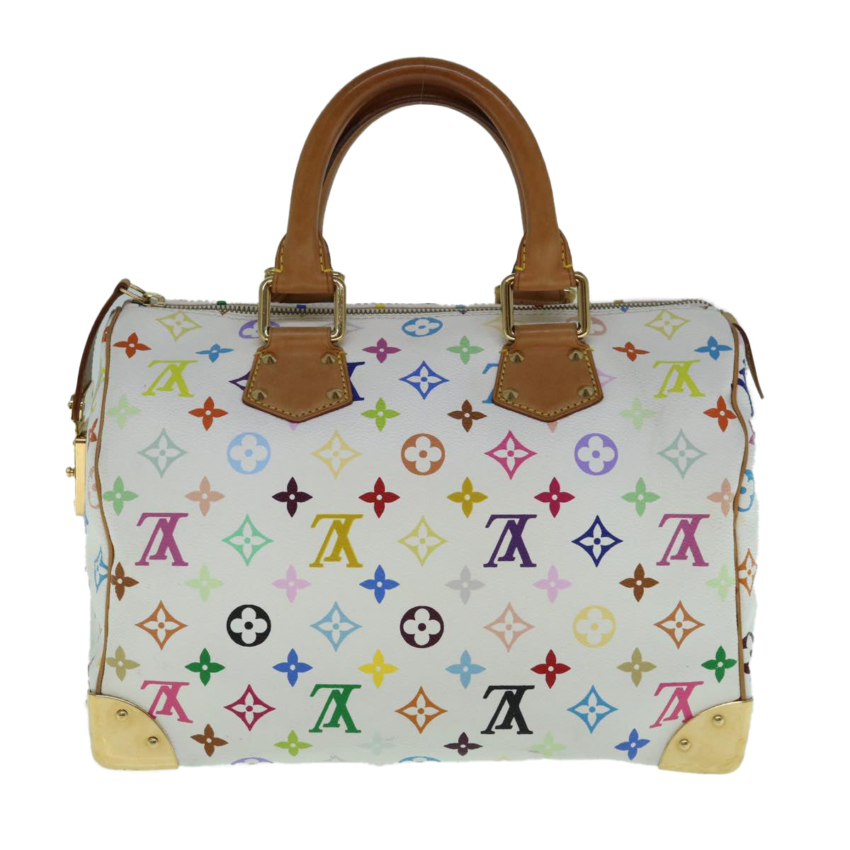 LOUIS VUITTON Monogram Multicolor Speedy 30 Hand Bag White M92643 bs10967