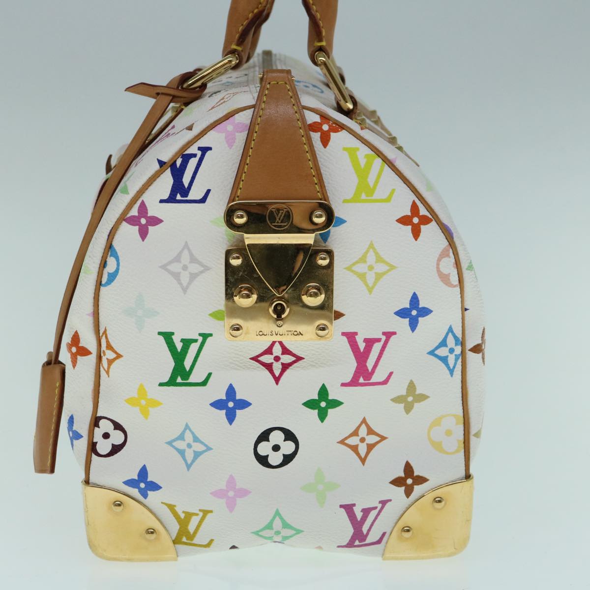 LOUIS VUITTON Monogram Multicolor Speedy 30 Hand Bag White M92643 bs10967