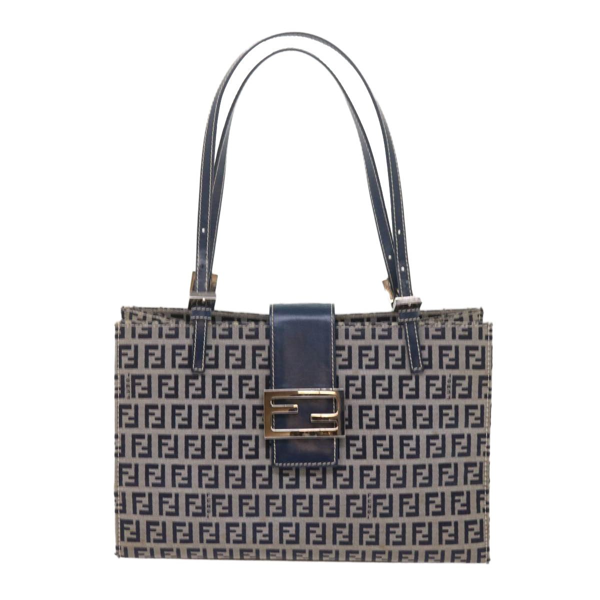 Luxury FendiZucchino Canvas Mamma Baguette Shoulder Bag Navybs11001