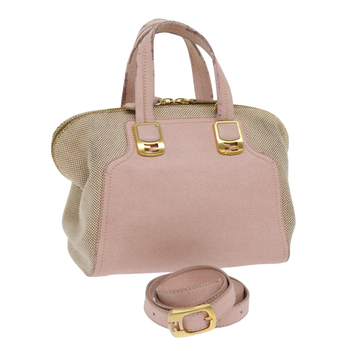 Luxury FendiChameleon Hand Bag Leather 2way Pinkbs11132