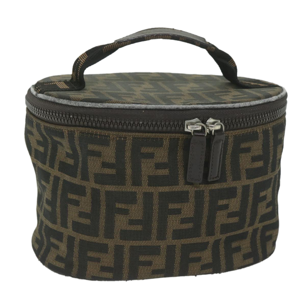 Luxury FendiZucca Canvas Vanity Cosmetic Pouch Black Brownbs11154