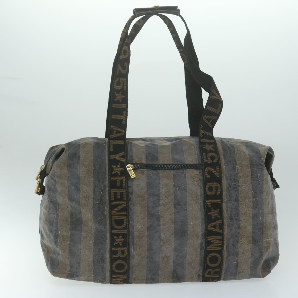 Luxury FendiPecan Canvas Pouch Boston Bag Coated Canvas 3Set Brown Blackbs11155