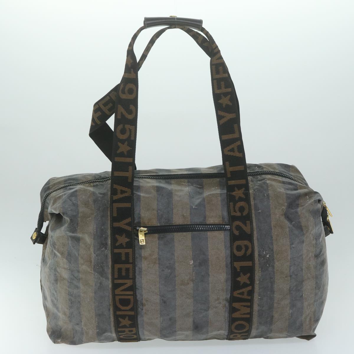 Luxury FendiPecan Canvas Pouch Boston Bag Coated Canvas 3Set Brown Blackbs11155