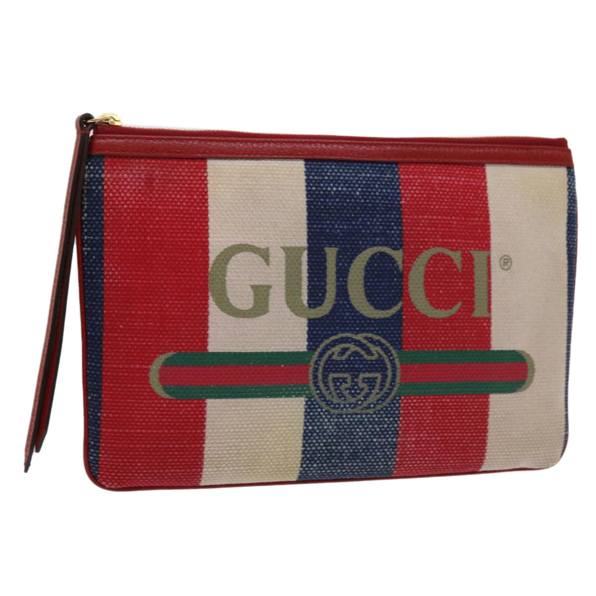 GUCCI Clutch Bag Canvas Blue White Red 524788  bs11302
