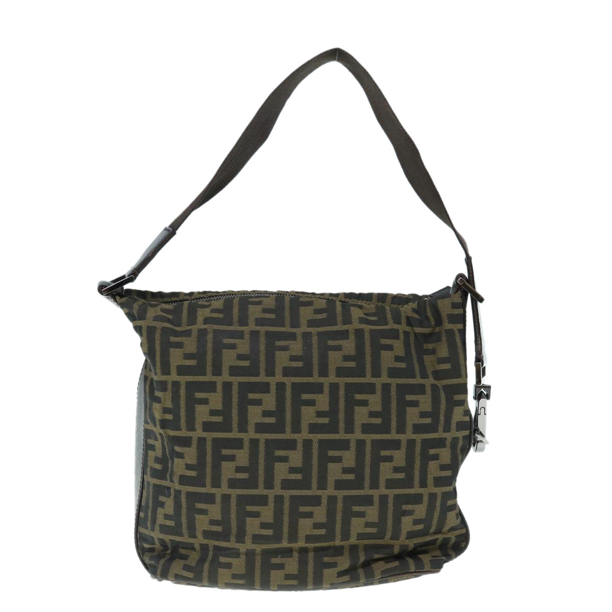 Luxury FendiZucca Canvas Shoulder Bag Black Brownbs11305