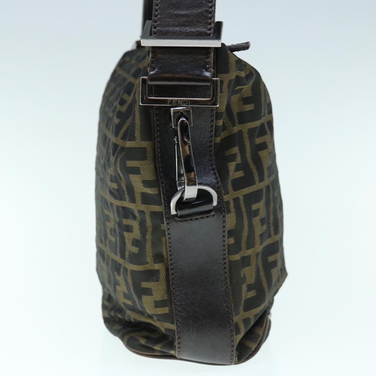 Luxury FendiZucca Canvas Shoulder Bag Black Brownbs11305