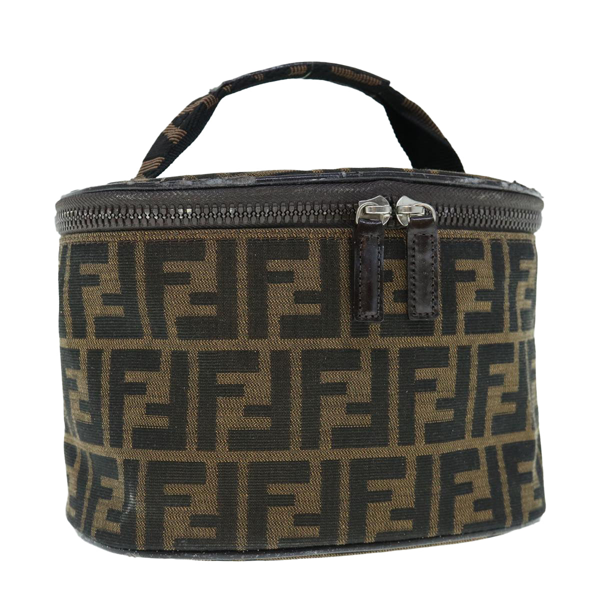 Luxury FendiZucca Canvas Vanity Pouch Brown Blackbs11466