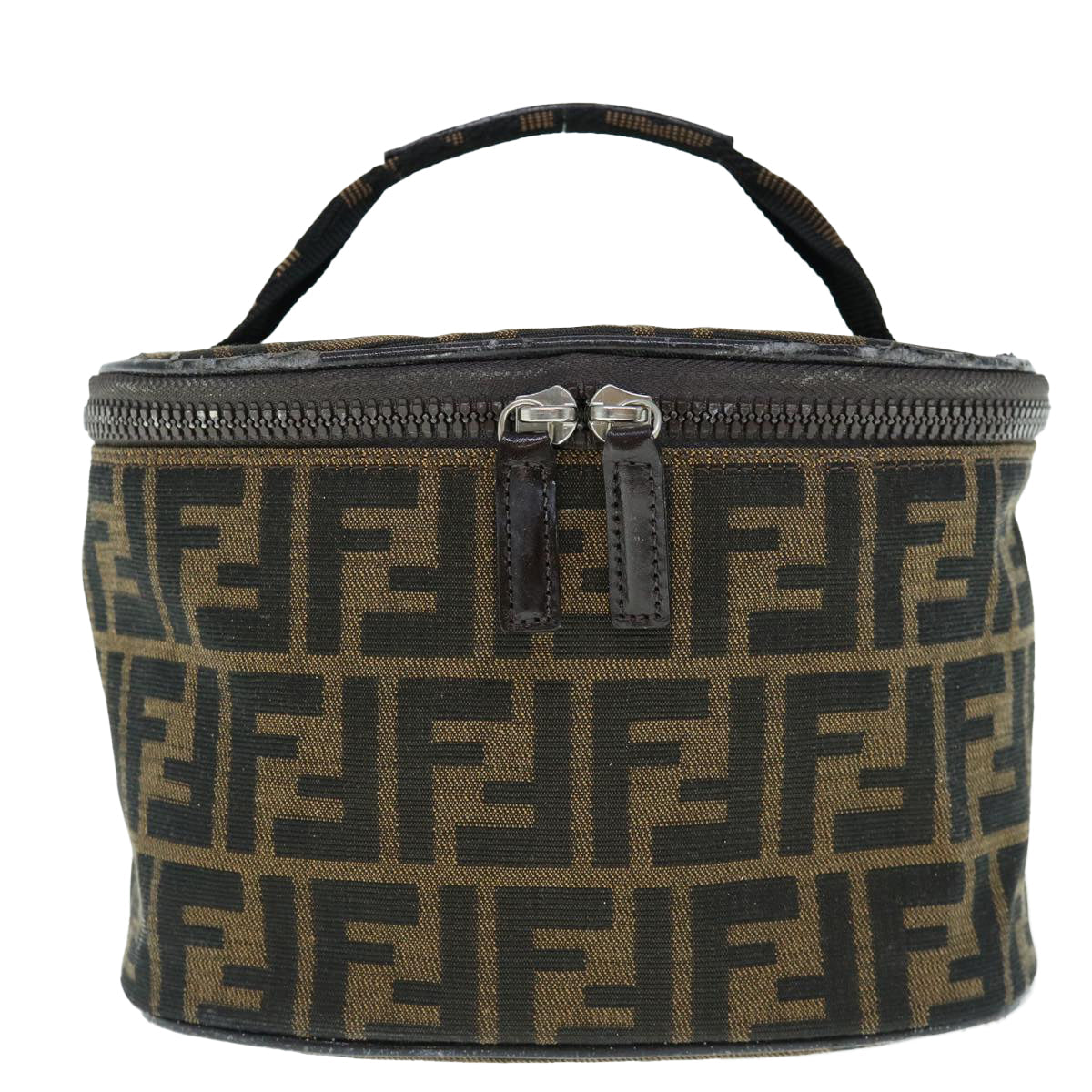 Luxury FendiZucca Canvas Vanity Pouch Brown Blackbs11466