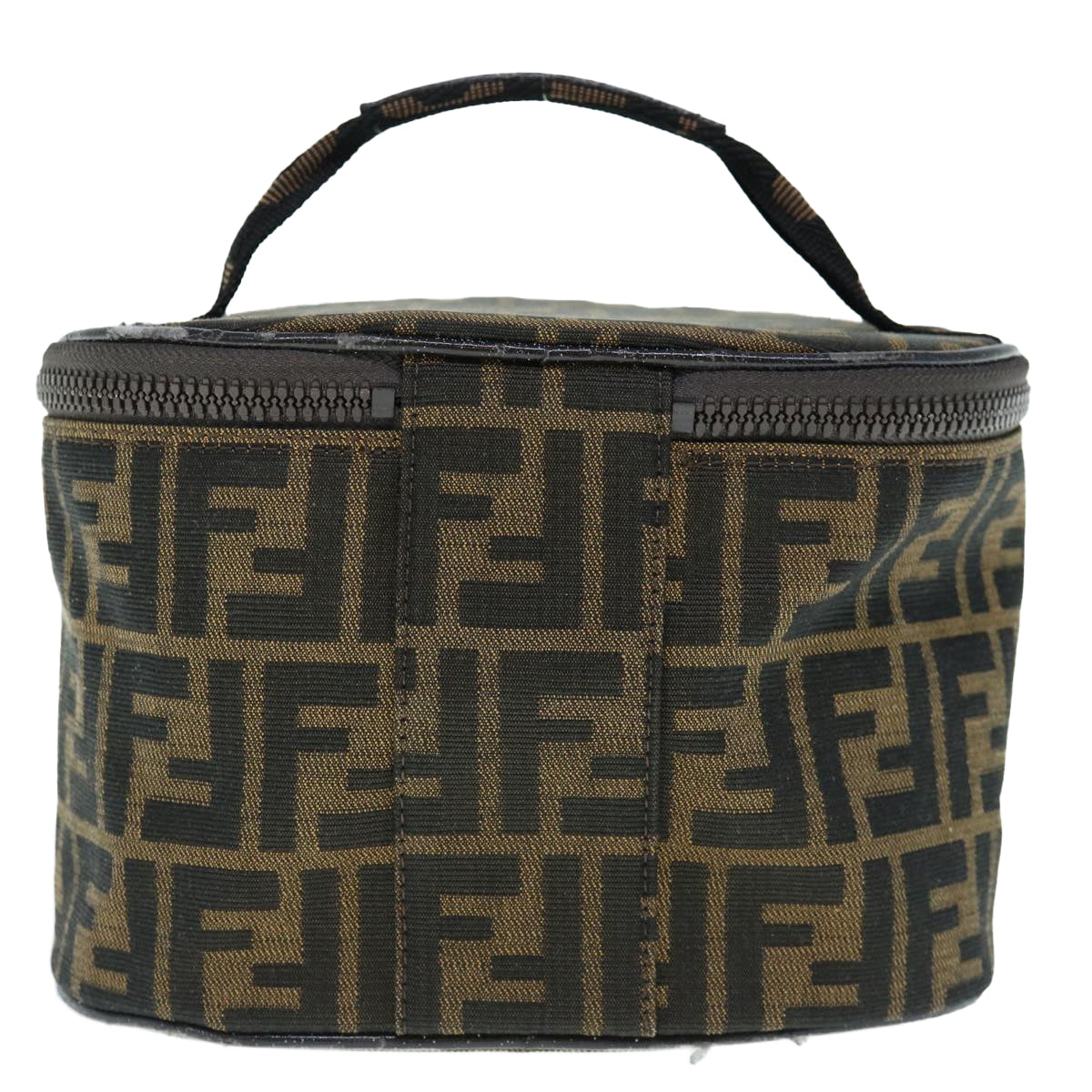 Luxury FendiZucca Canvas Vanity Pouch Brown Blackbs11466