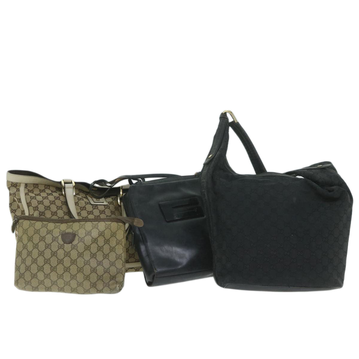 GUCCI GG Canvas Clutch Shoulder Bag 4Set Black Beige  bs11514