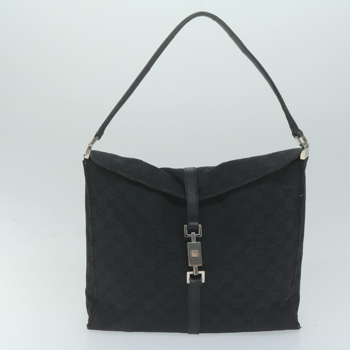 GUCCI GG Canvas Jackie Shoulder Bag Leather 3Set Beige Black Silver  bs11515