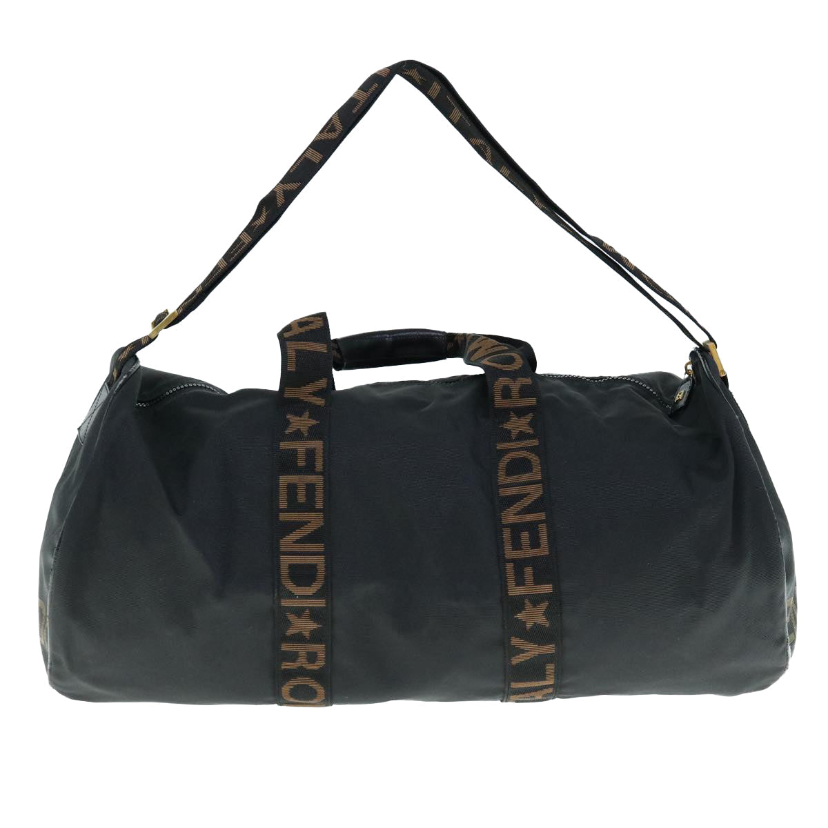 Luxury FendiBoston Bag Nylon 2way Black Brownbs11573