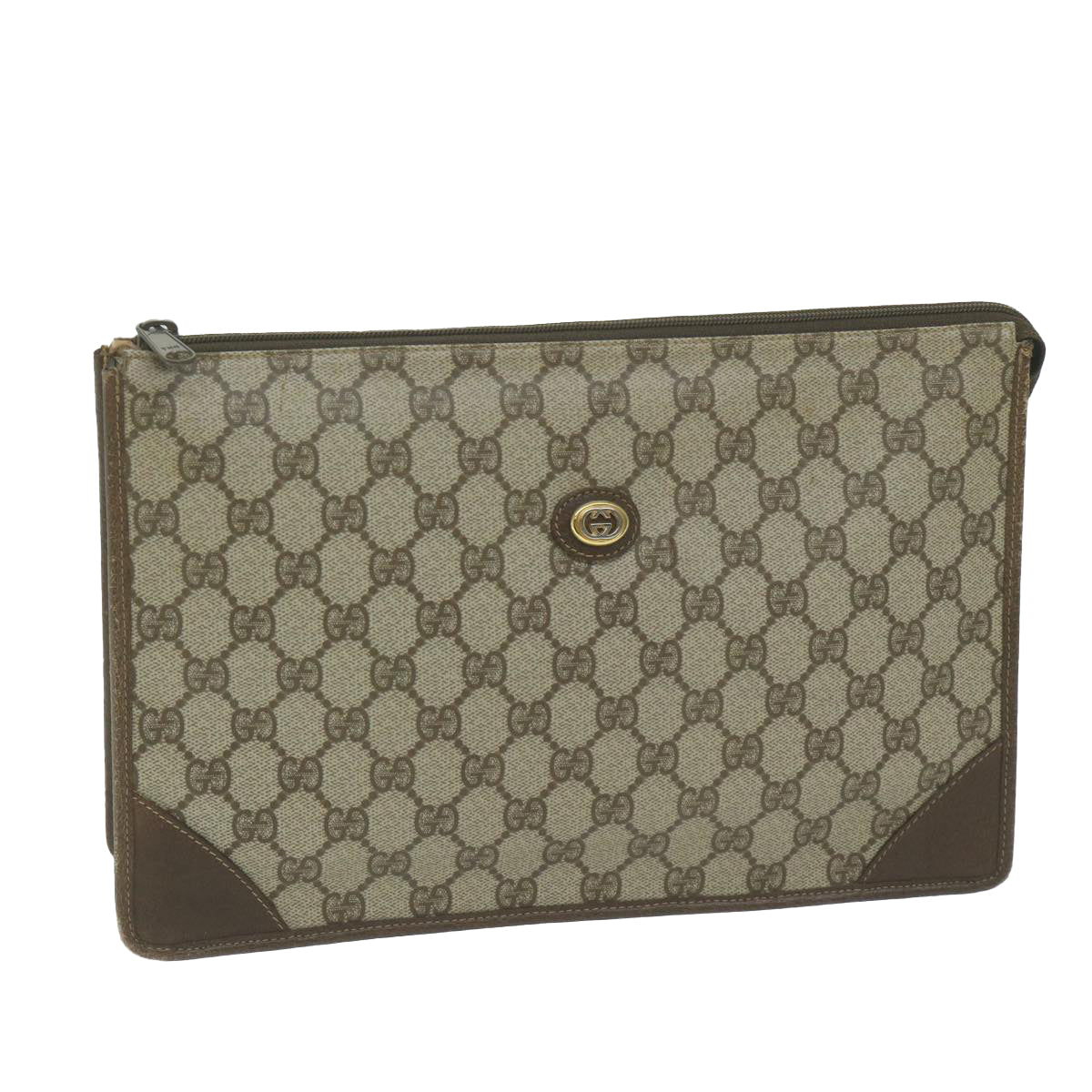 GUCCI GG Supreme Clutch Bag PVC Leather Beige 97 01 029  bs11626