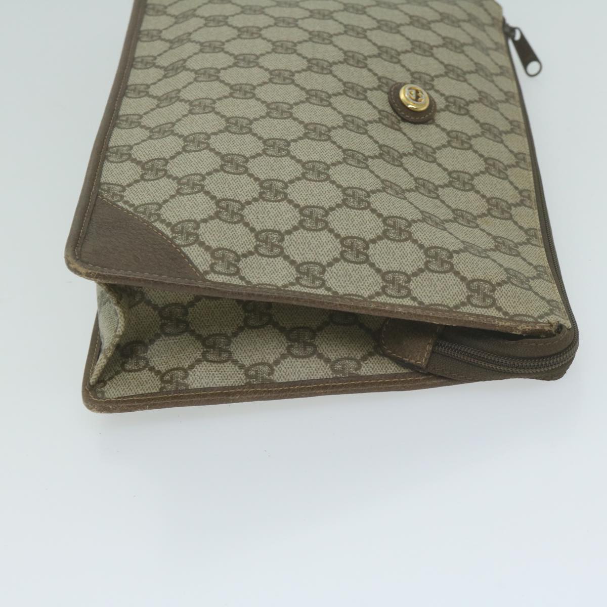 GUCCI GG Supreme Clutch Bag PVC Leather Beige 97 01 029  bs11626