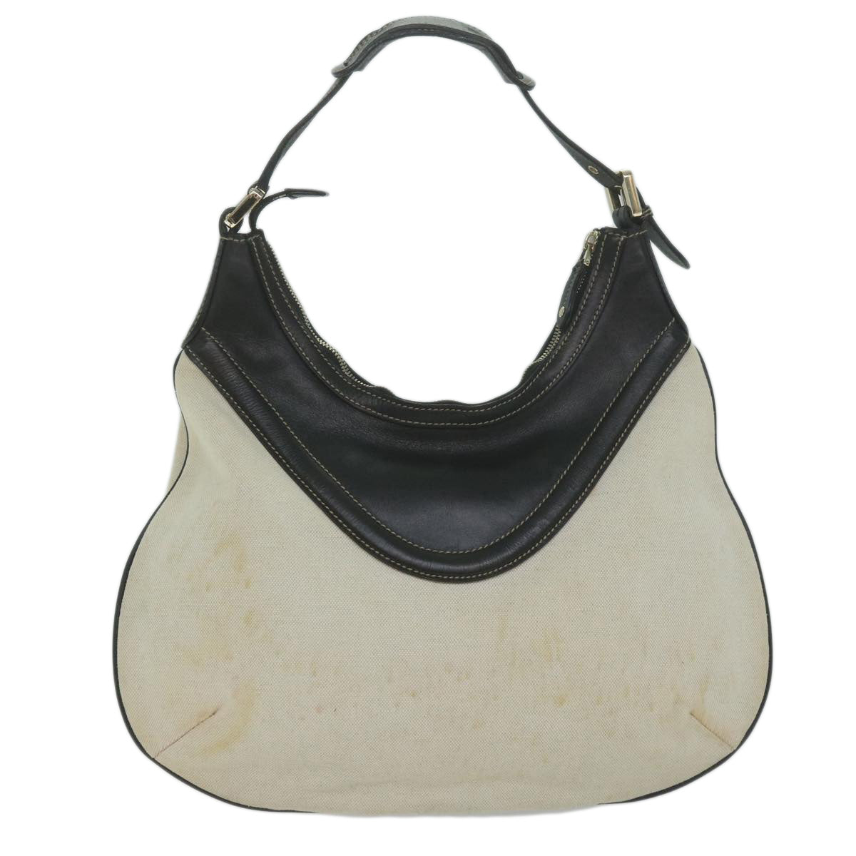 GUCCI Shoulder Bag Canvas Beige Black  bs11705
