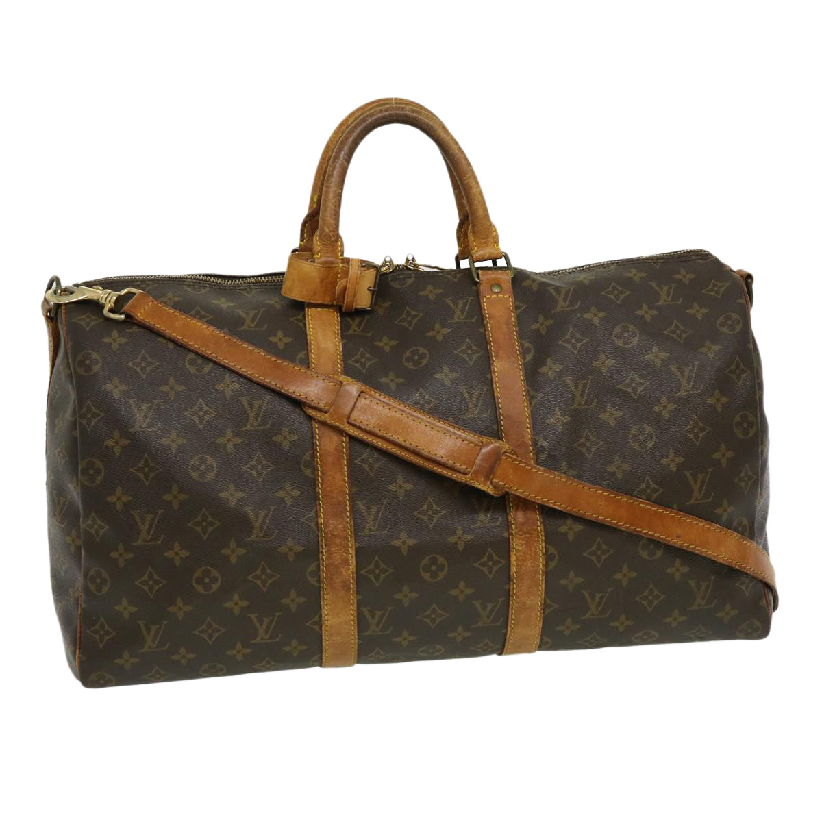 LOUIS VUITTON Monogram Keepall Bandouliere 50 Boston Bag M41416 LV bs1176