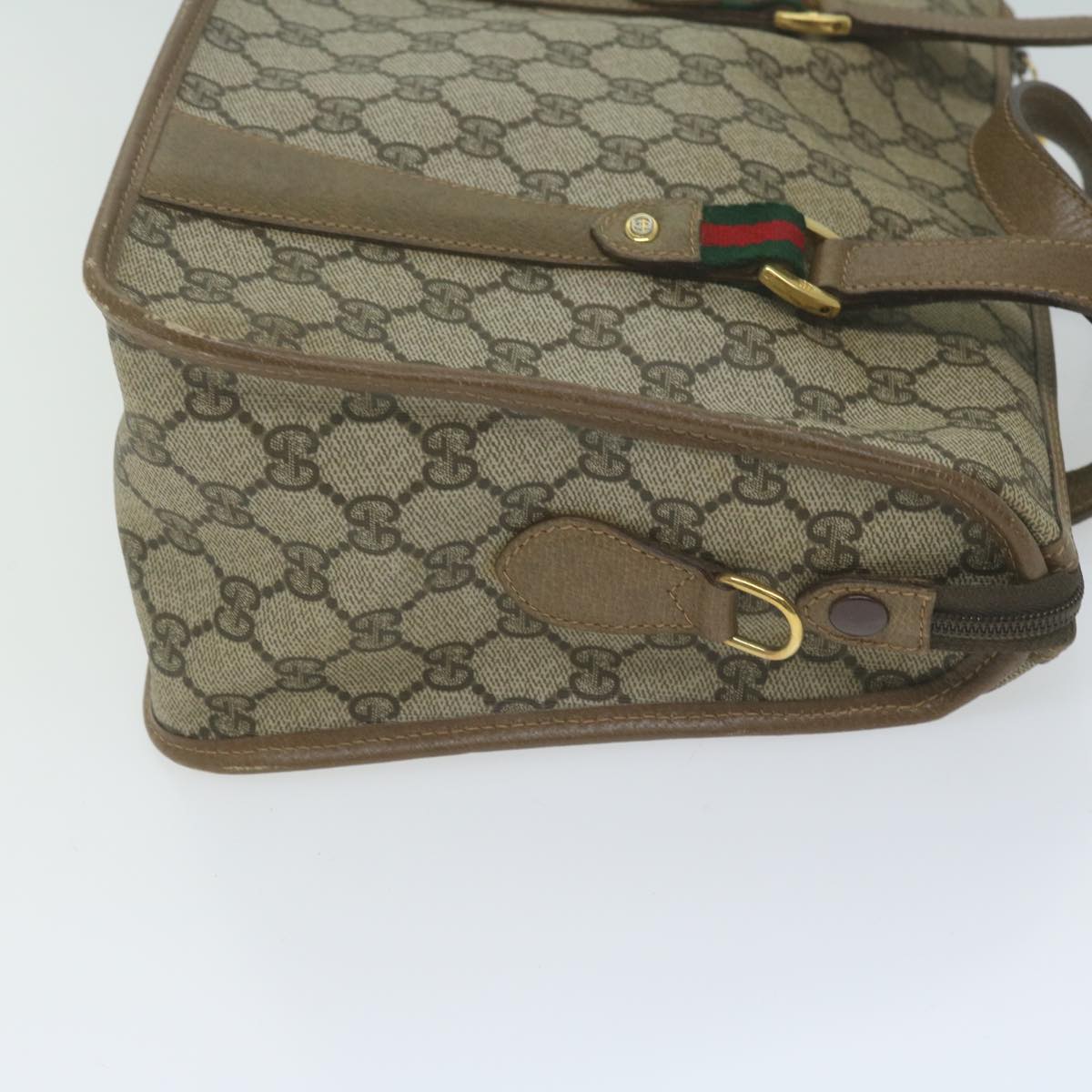 GUCCI GG Supreme Web Sherry Line Hand Bag PVC Beige Red 41 02 039  bs11781