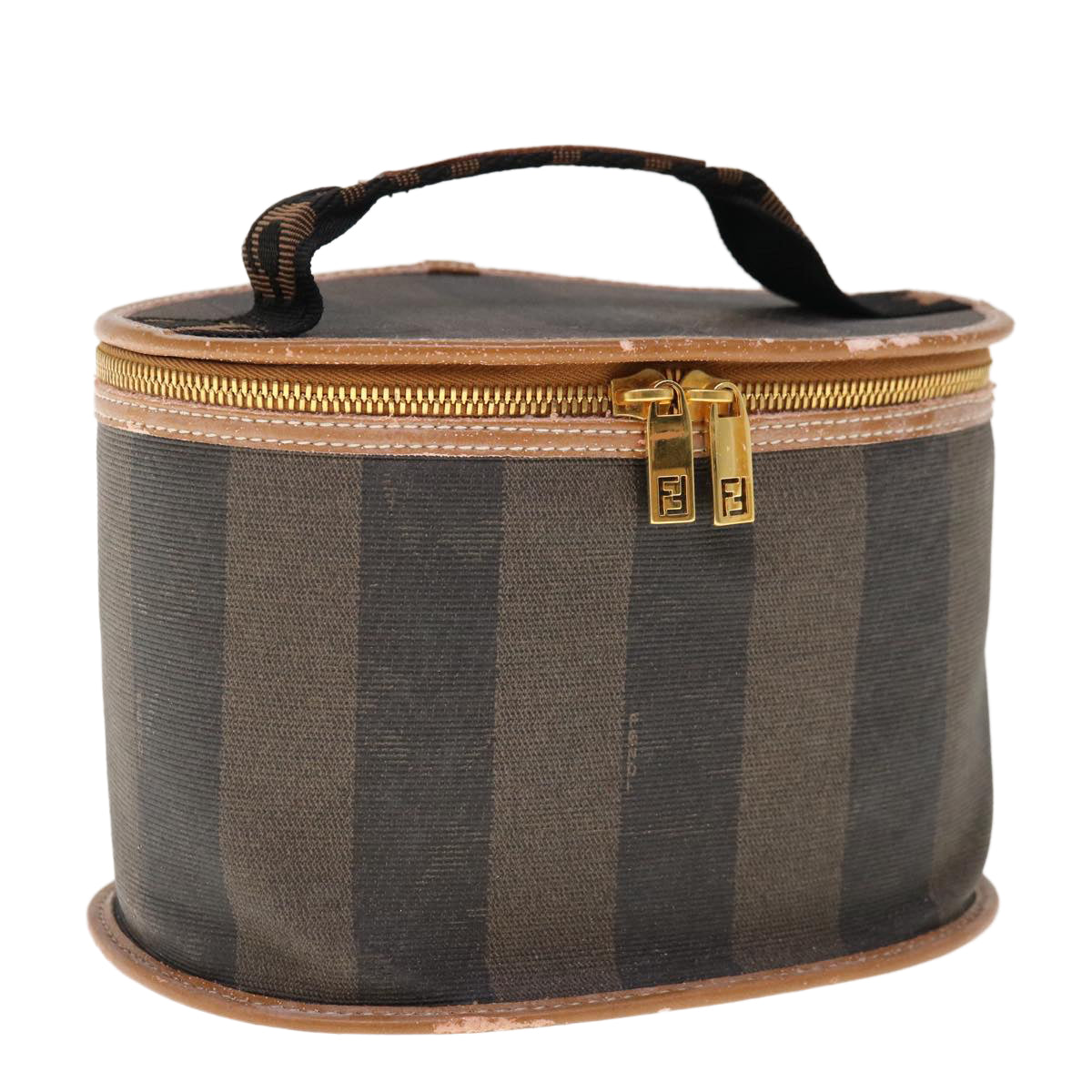Luxury FendiPecan Canvas Vanity Cosmetic Pouch Black Brownbs11794