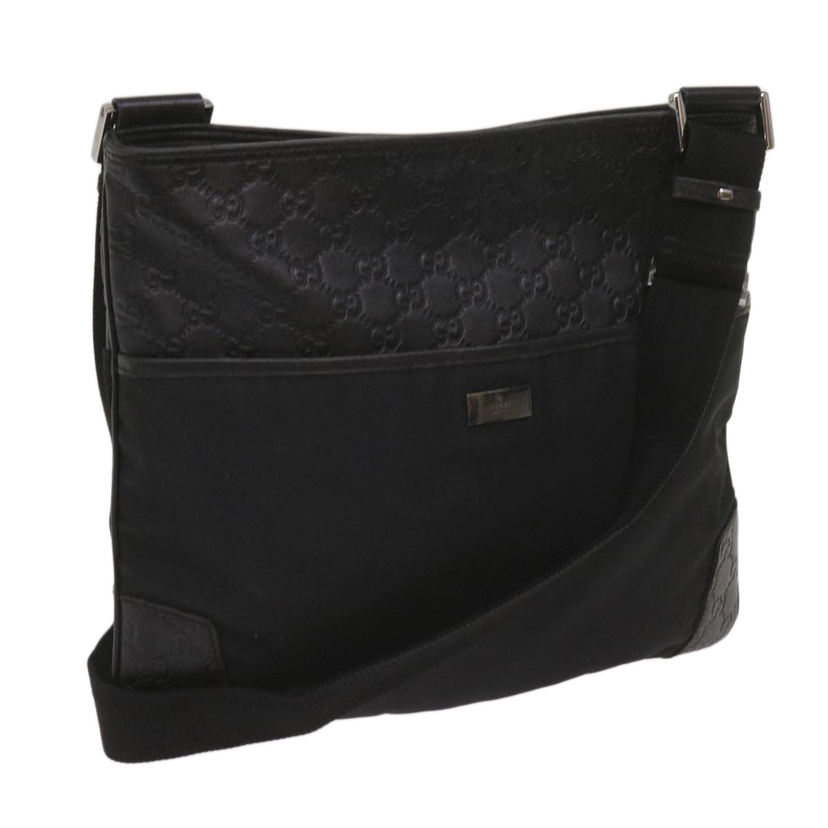 GUCCI GG Canvas Guccissima Shoulder Bag Black 161822  bs11877