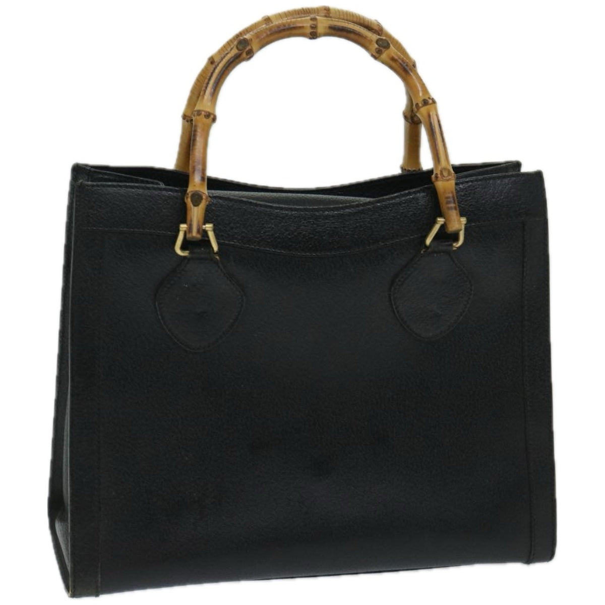 GUCCI Bamboo Hand Bag Leather Black 002 123 0260  bs12400