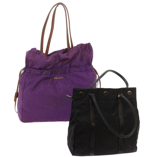 Luxury PradaTote Bag Nylon 2Set Purple Black bs12552