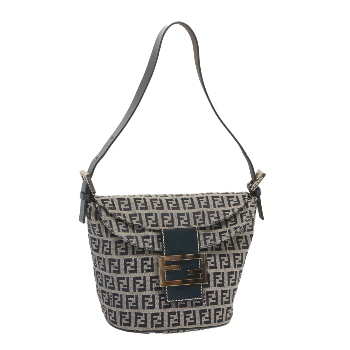 Luxury FendiZucchino Canvas Mamma Baguette Shoulder Bag Navybs12563