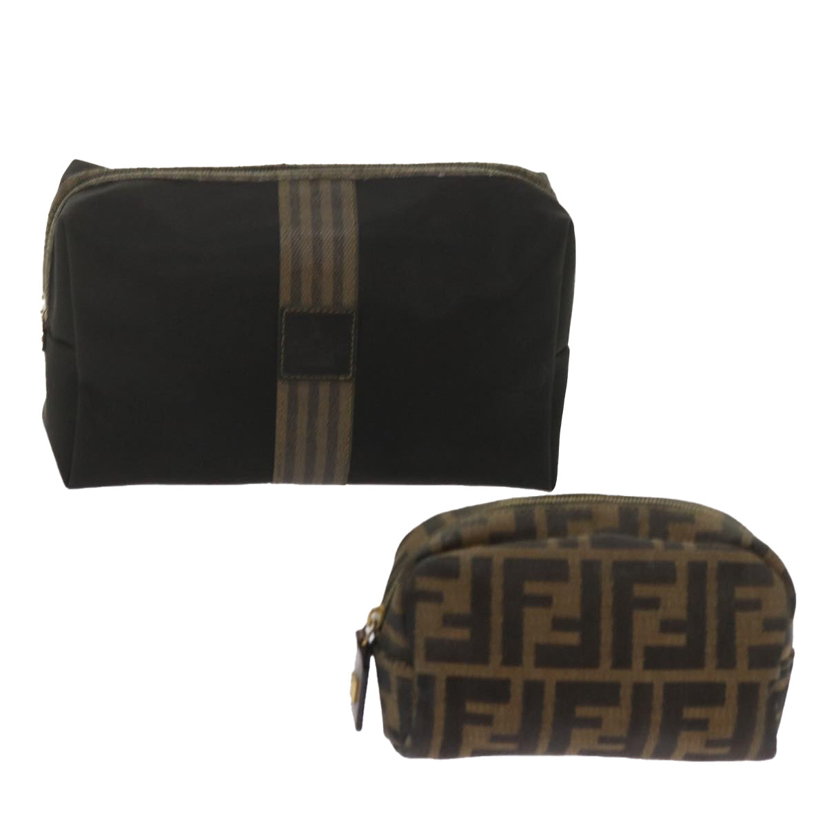 Luxury FendiZucca Canvas Pouch 2Set Black Brownbs12708