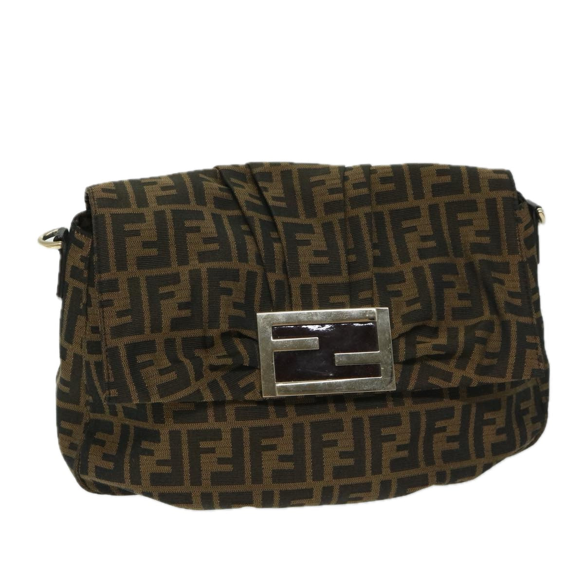 Luxury FendiZucca Canvas Shoulder Bag Brownbs12711