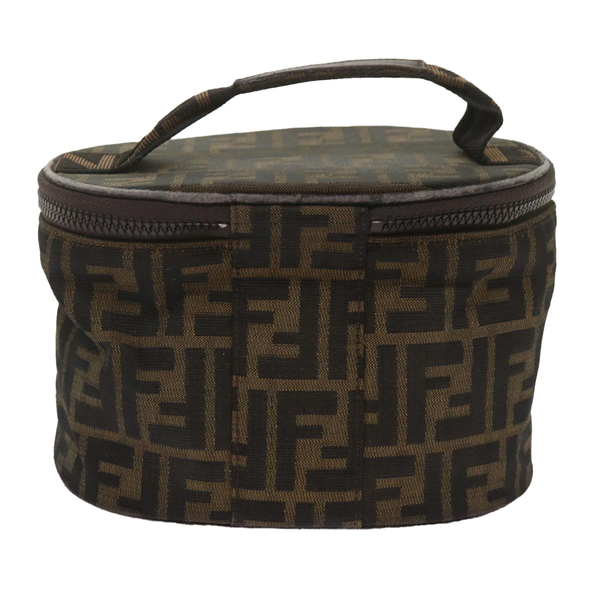 Luxury FendiZucca Canvas Vanity Hand Bag Brown Blackbs12714