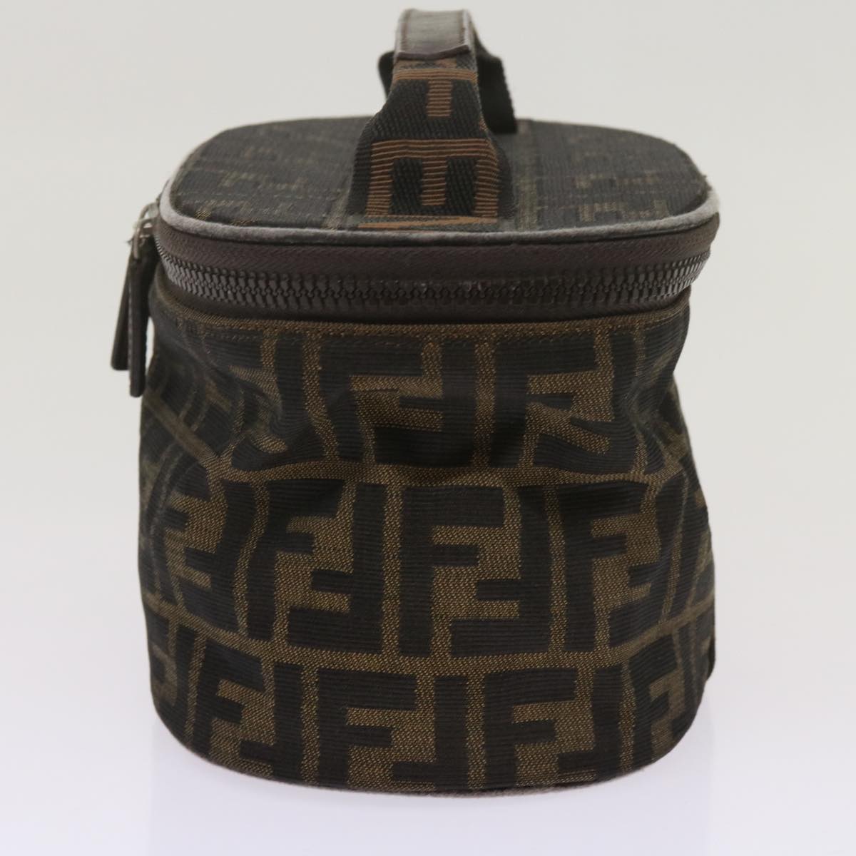 Luxury FendiZucca Canvas Vanity Hand Bag Brown Blackbs12714