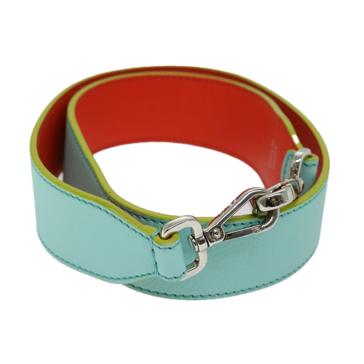 Luxury FendiShoulder Strap Leather 35.4"" Light Blue Orangebs12734
