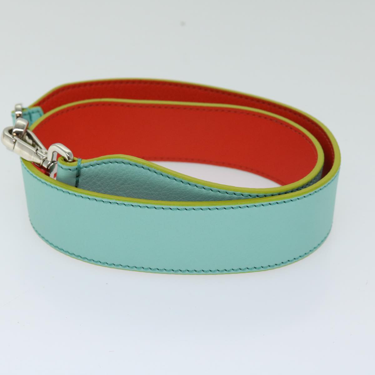 Luxury FendiShoulder Strap Leather 35.4"" Light Blue Orangebs12734