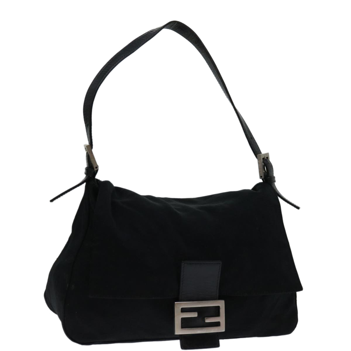 Luxury FendiMamma Baguette Shoulder Bag Nylon Blackbs12893