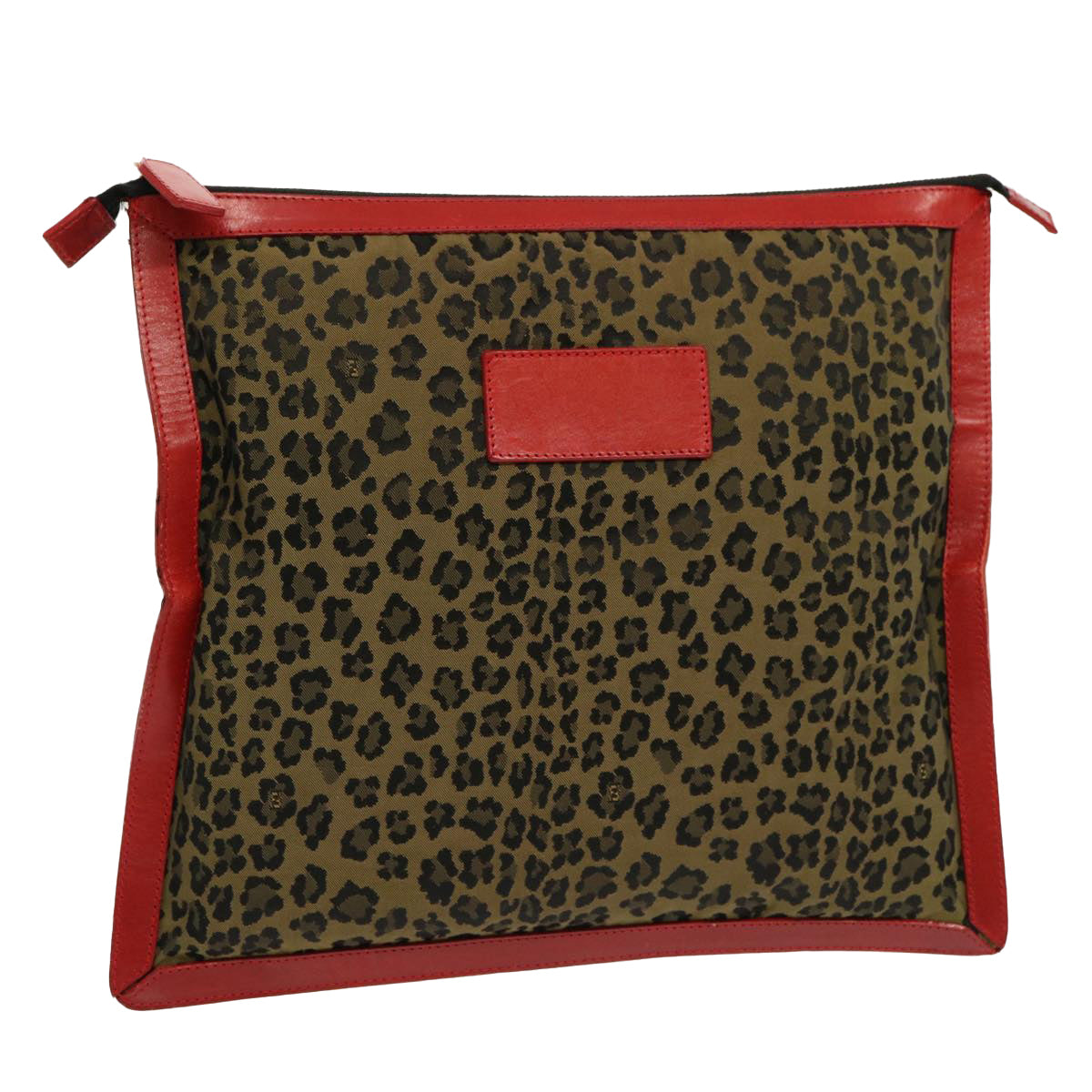 Luxury FendiLeopard Clutch Bag Nylon Leather Red Brownbs13085