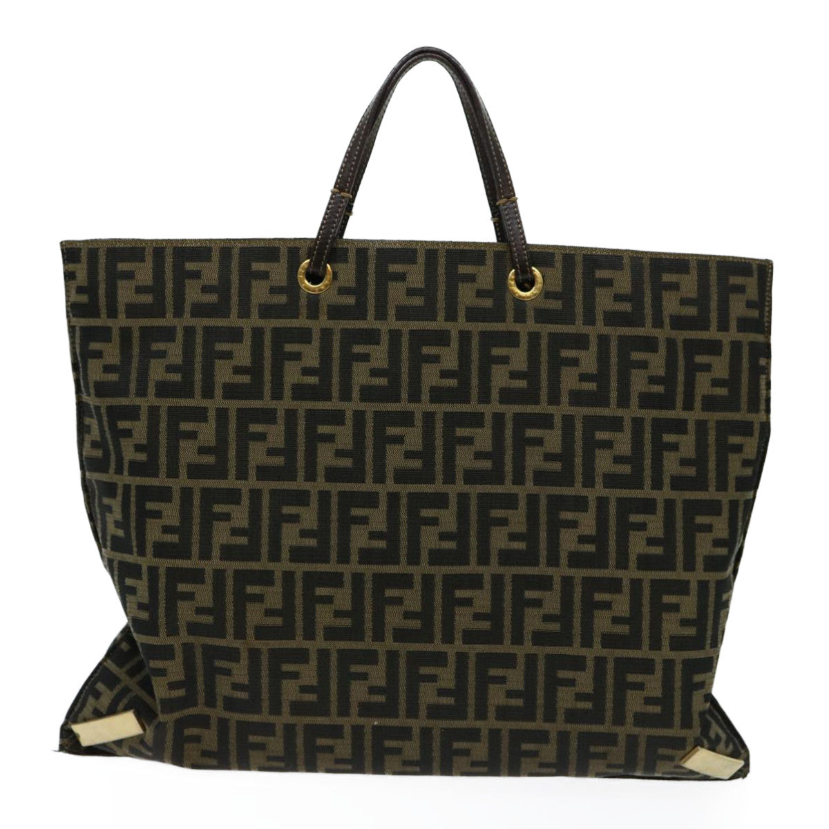 Luxury FendiZucca Canvas Hand Bag Brown Blackbs13299