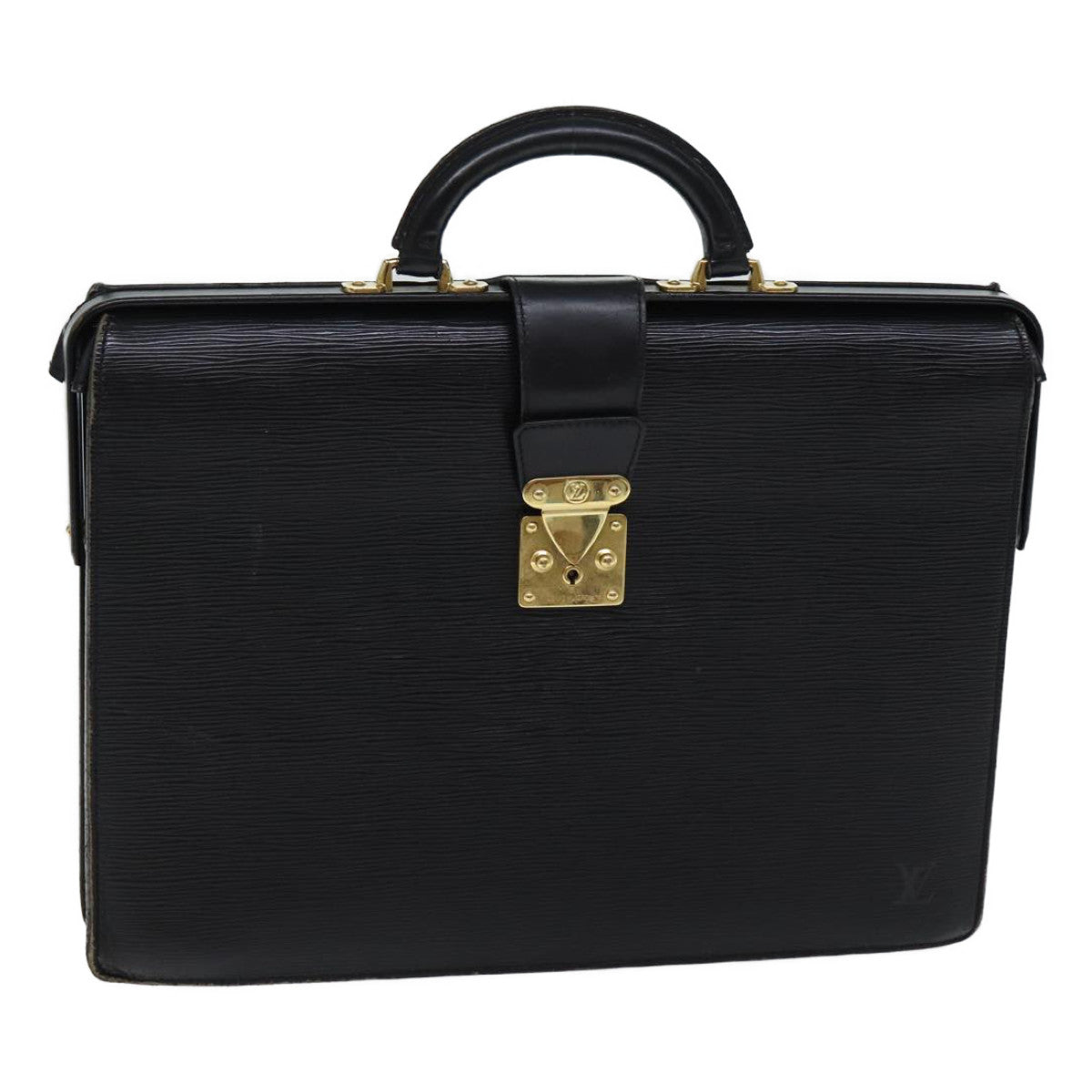 LOUIS VUITTON Epi Serviette Fermoir Business Bag Black M54352 LV bs13342