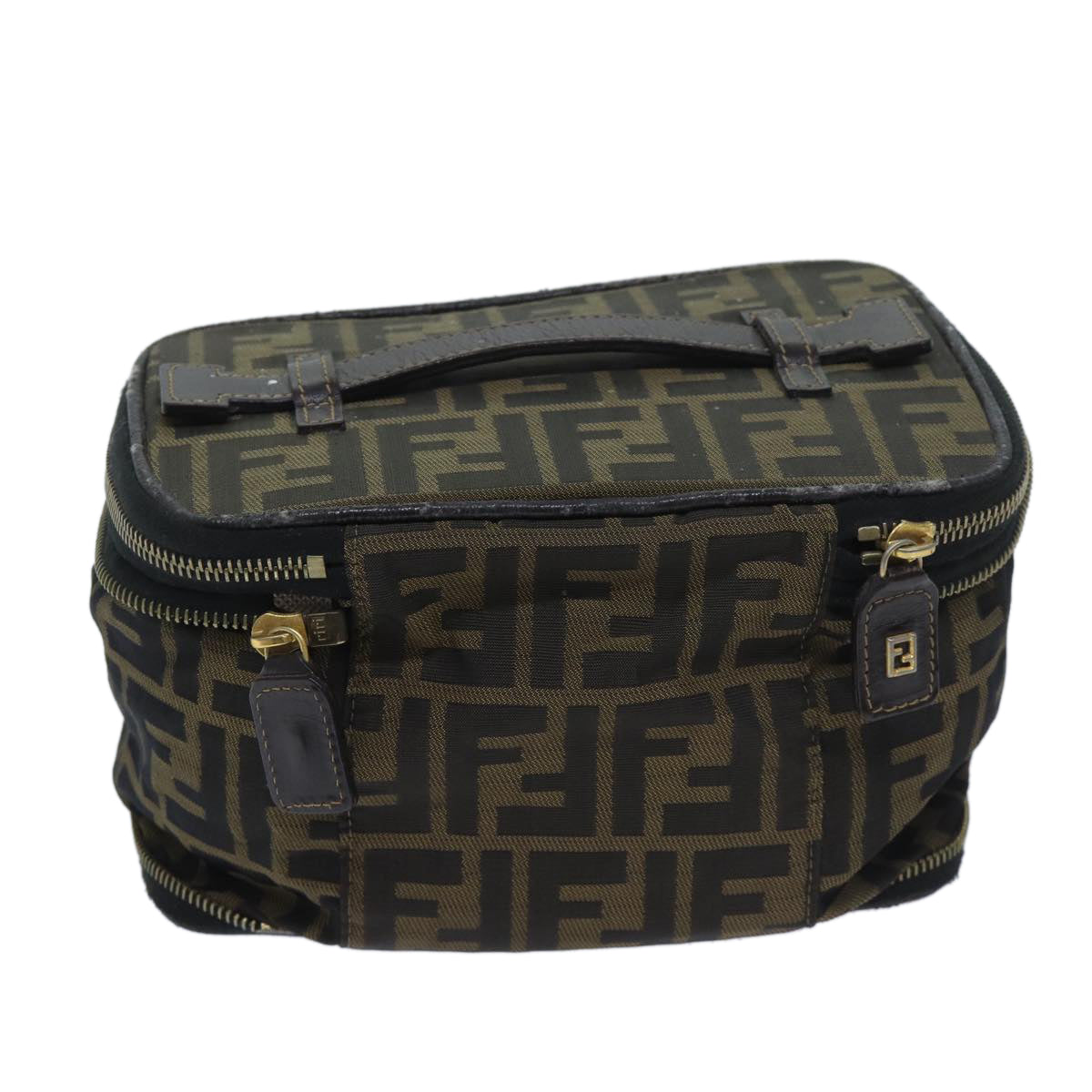 Luxury FendiZucca Canvas Vanity Pouch Brown Blackbs13353