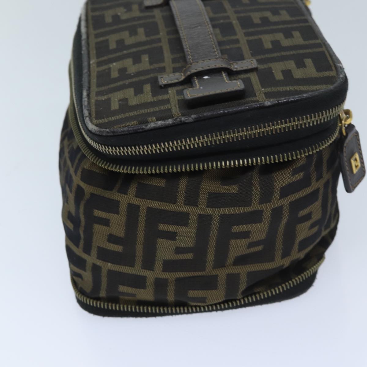 Luxury FendiZucca Canvas Vanity Pouch Brown Blackbs13353