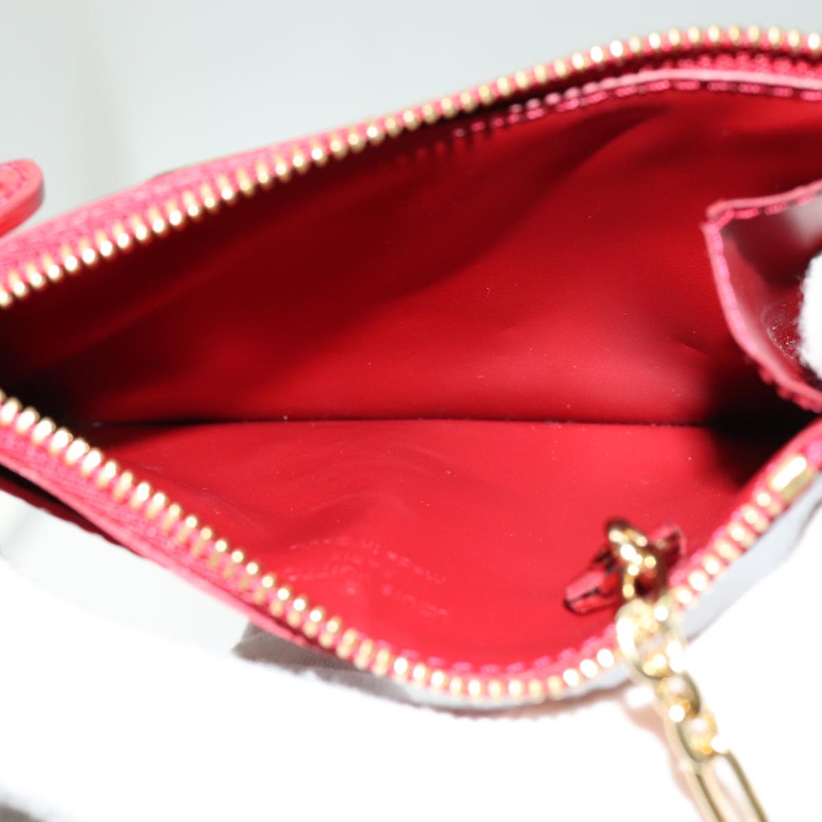 LOUIS VUITTON Vernis Pochette Cles NM Coin Purse Red M91669 LV bs13492
