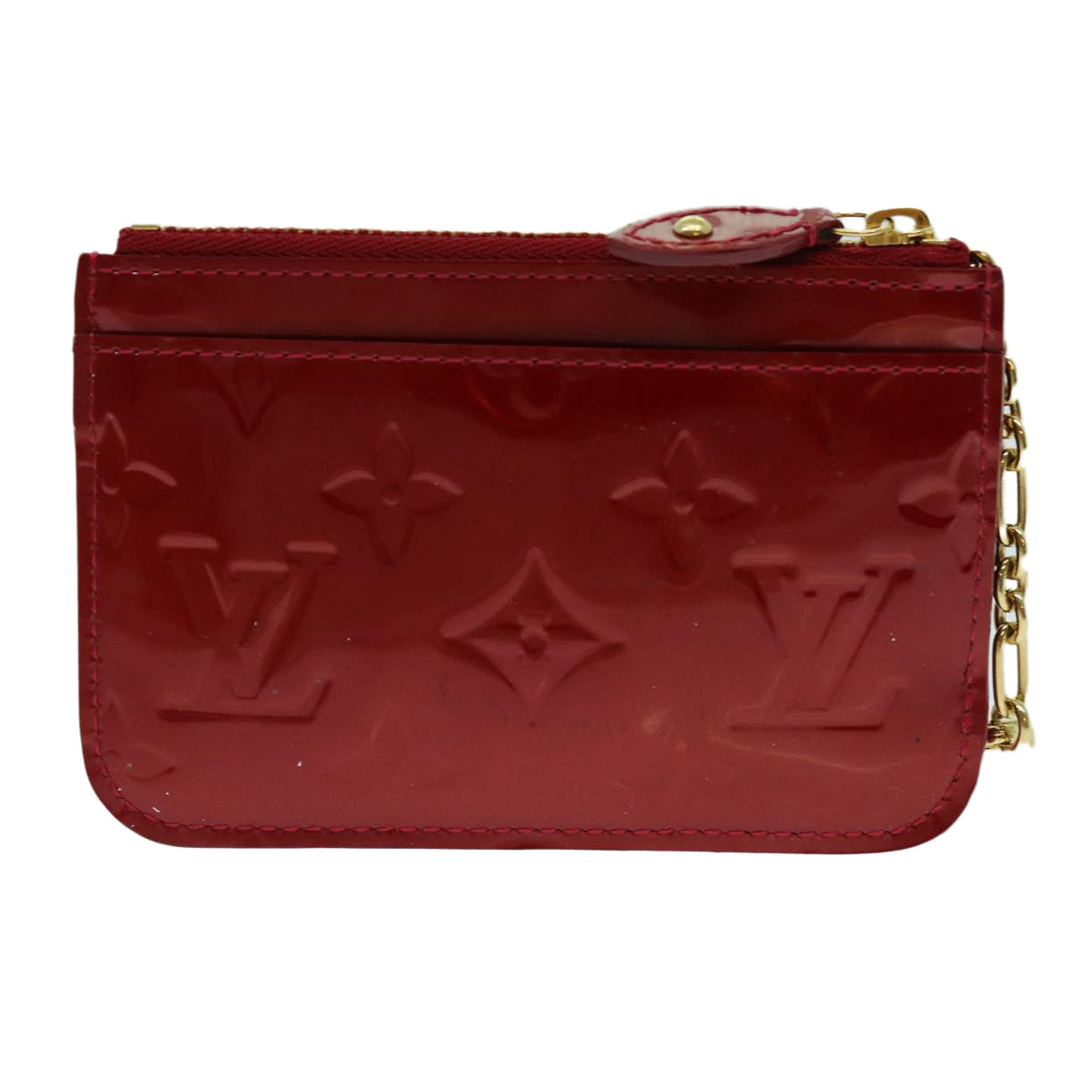 LOUIS VUITTON Vernis Pochette Cles NM Coin Purse Red M91669 LV bs13492