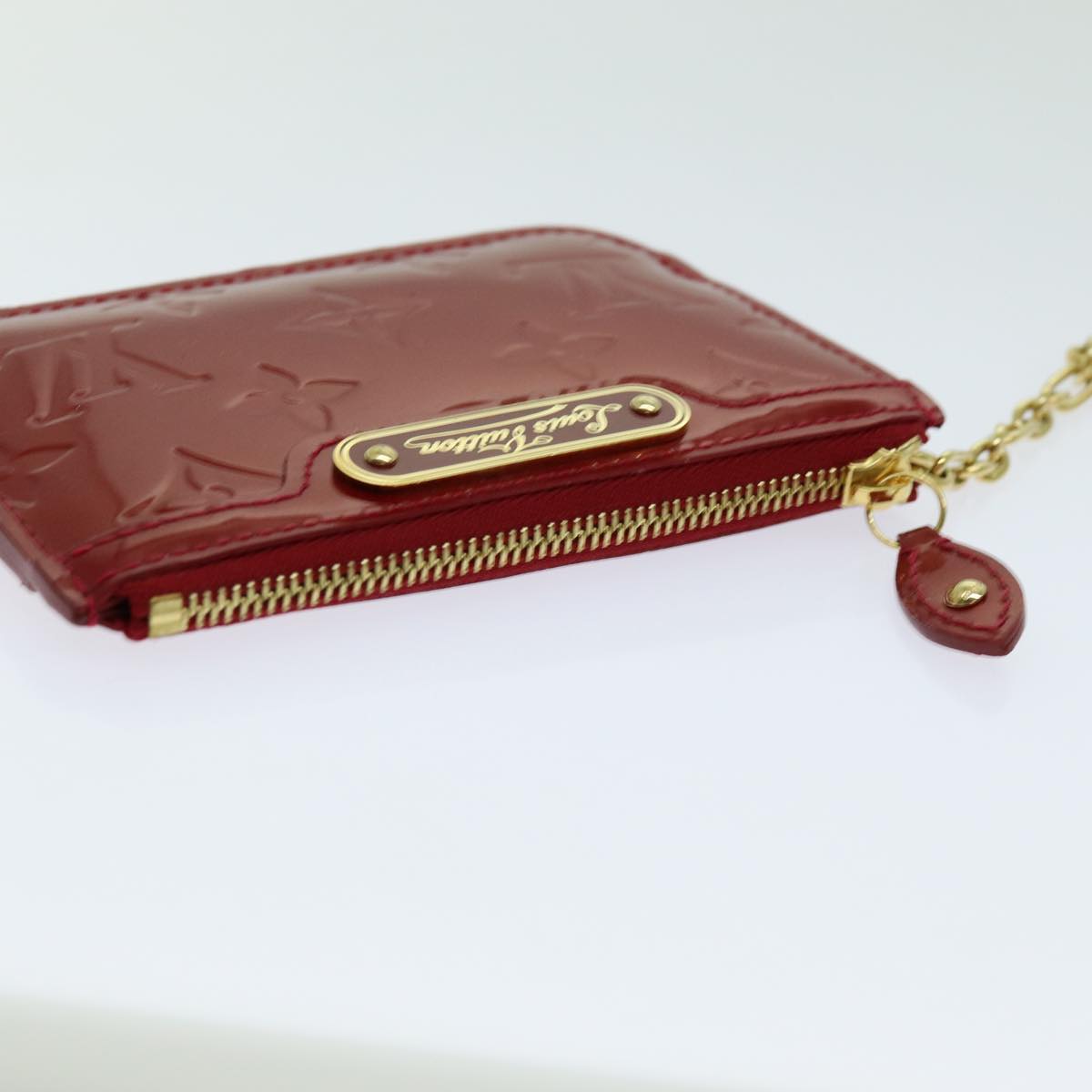 LOUIS VUITTON Vernis Pochette Cles NM Coin Purse Red M91669 LV bs13492
