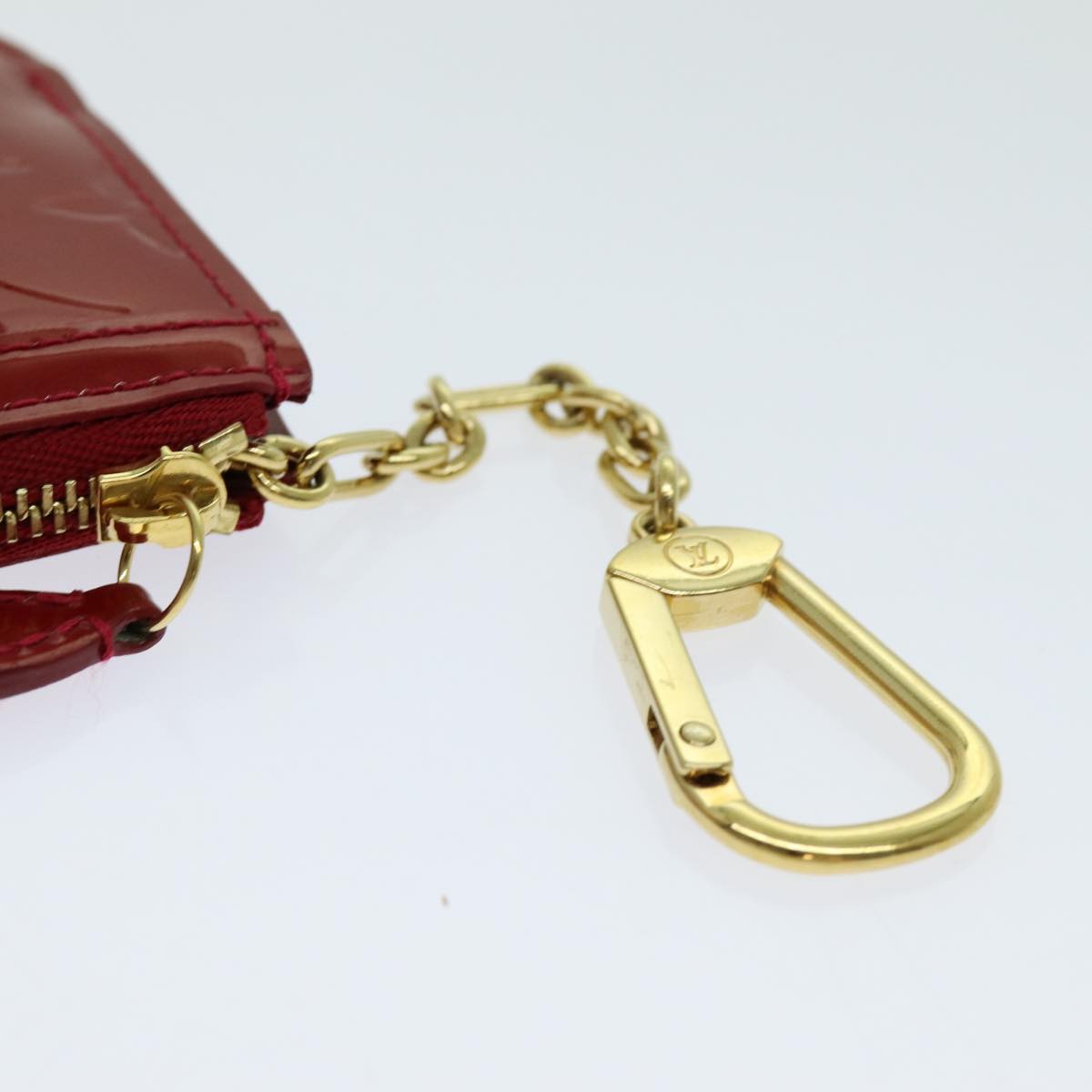LOUIS VUITTON Vernis Pochette Cles NM Coin Purse Red M91669 LV bs13492