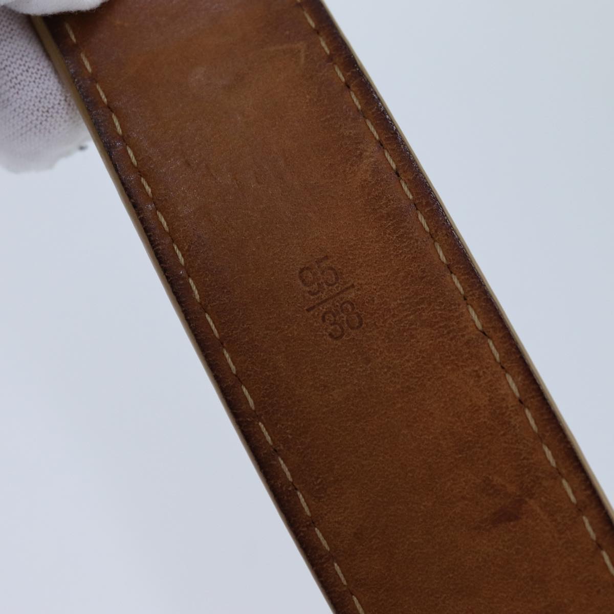LOUIS VUITTON Belt Leather 95/38 Beige LV bs13504